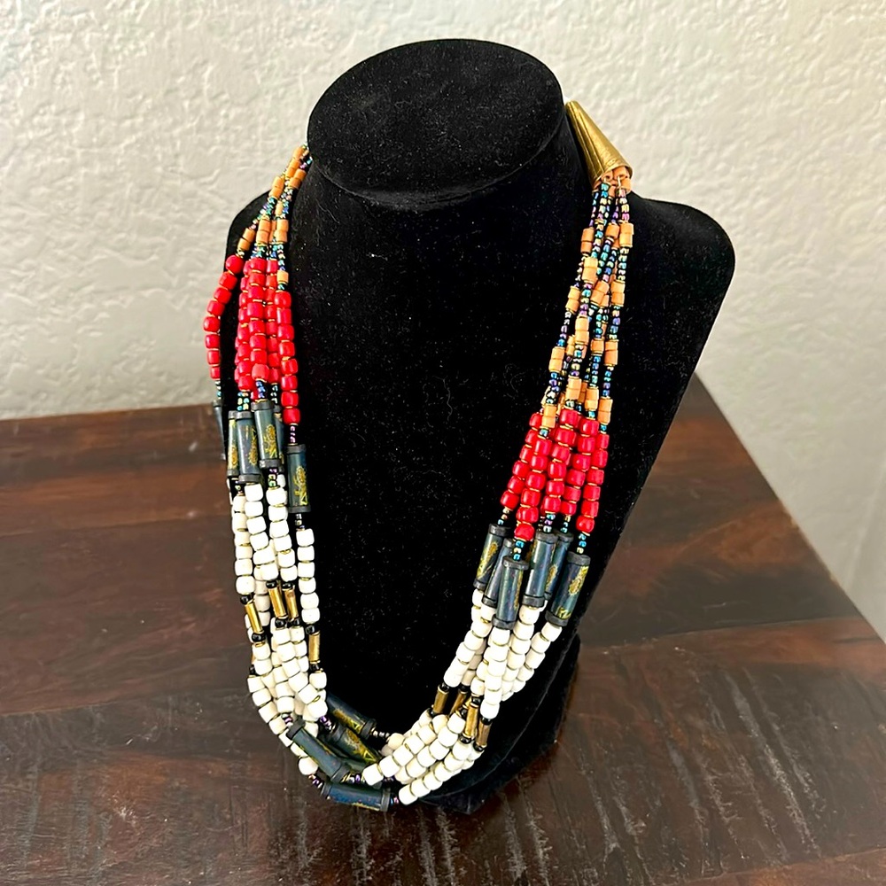 Tribal Multistrand Beaded Necklace